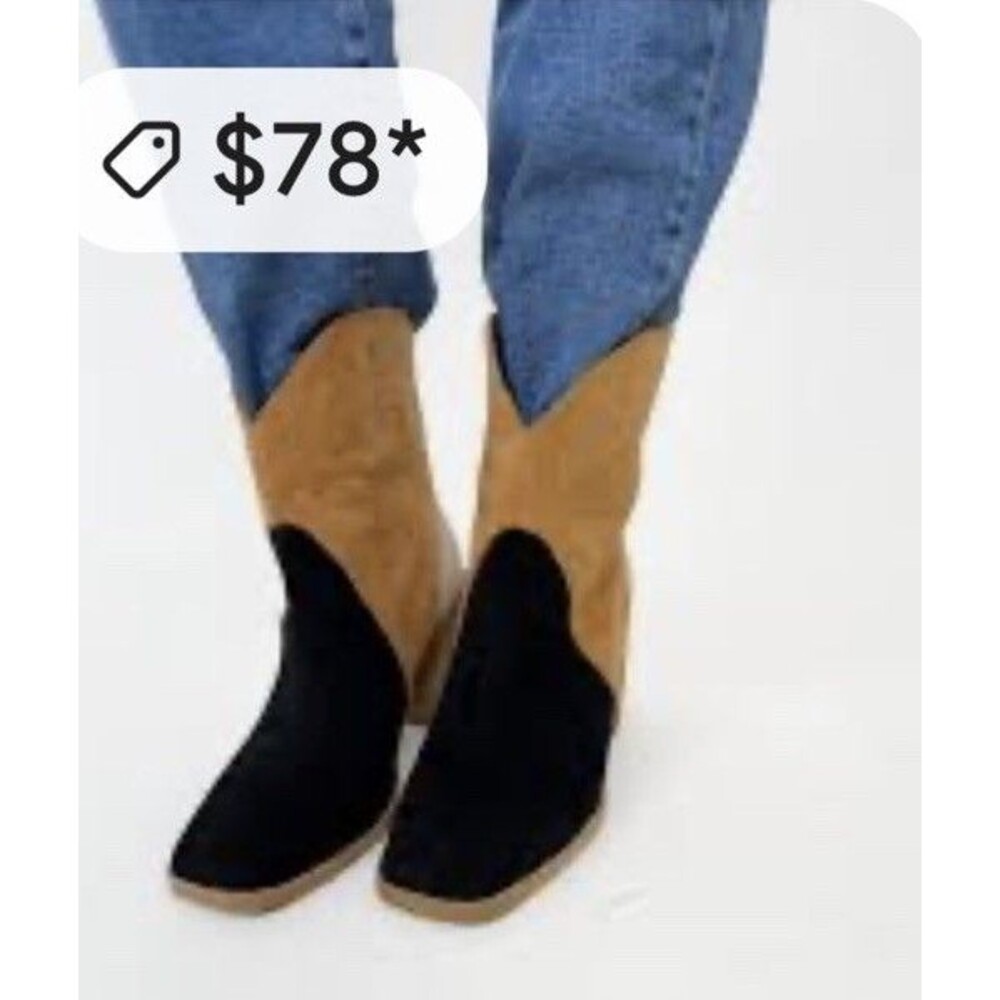 Chic CCOCCI‎ Women's Kendall Tri-tone Ankle Boot Black/Camel/Taupe Size 7.5